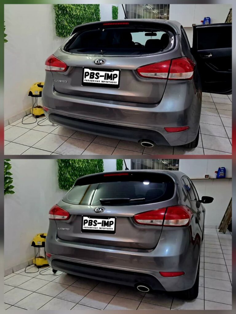 Antes y después de instalación de parabrisas posterior a domicilio en Lima Metropolitana